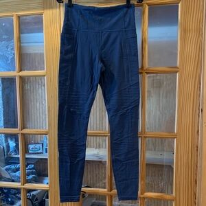 Women's Athleta Inclination Moto Tight Slate Blue Gray Athletic Leggings MT